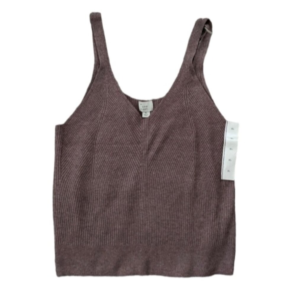 NWT A New Day Women's Fine Gauge Sweater Tank Women's XL Dark Brown Plum